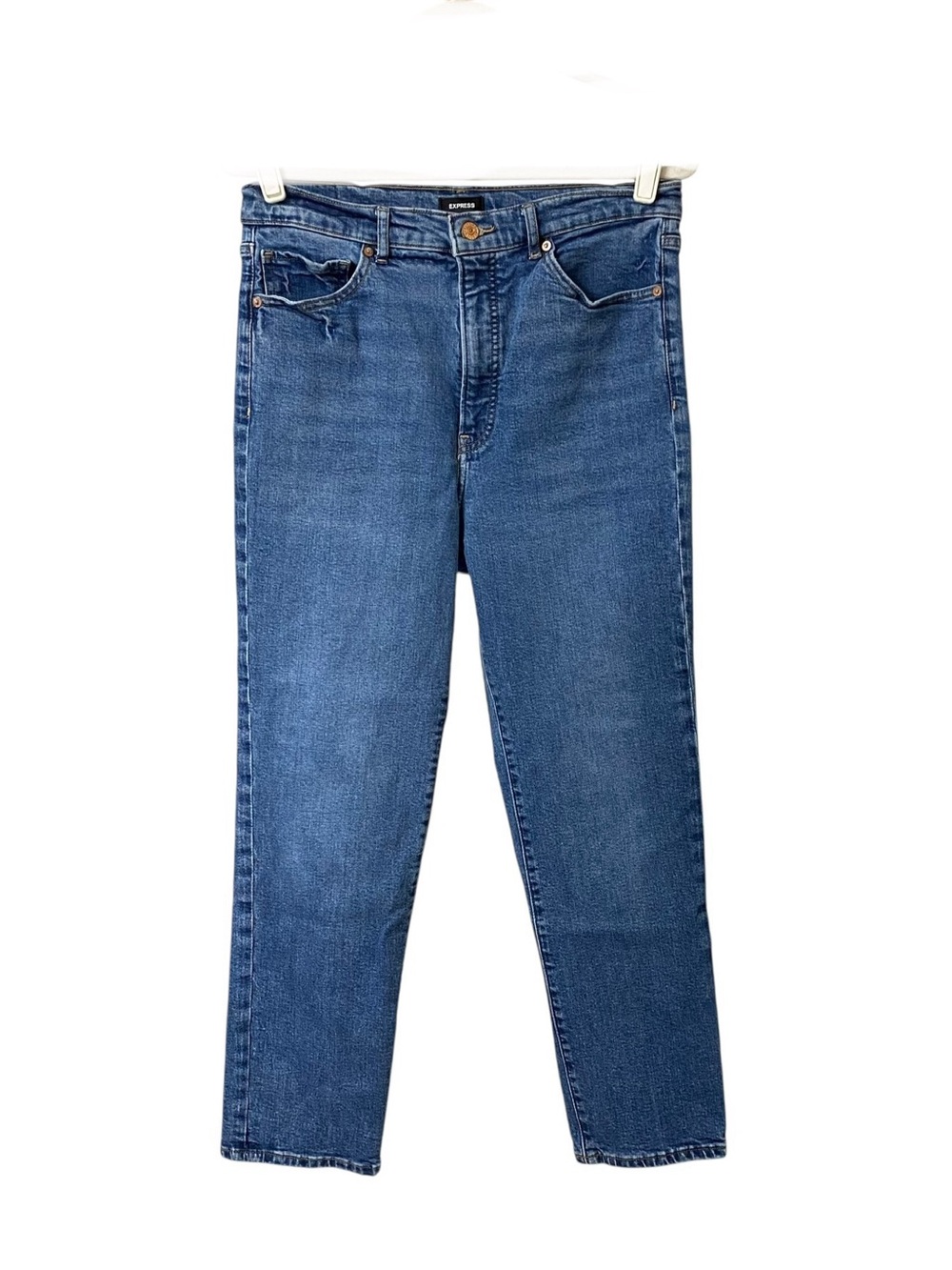 Express blue slim leg super high rise denim casual jeans size 12/R